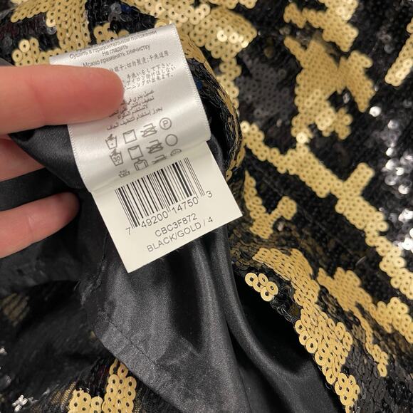 BCBG Paris Black Gold Sequin Animal Print Pattern Size 4 - Picture 7 of 7